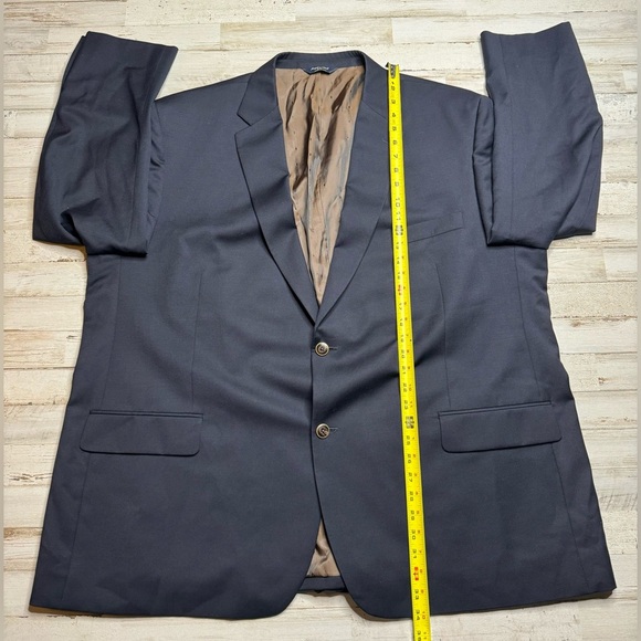 Joseph & Feiss Gold 54R Navy Blue 100% Wool Gold Button Blazer Jacket Sport Coat - Picture 5 of 11